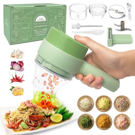 4 in 1 Portable Electric Vegetable Cutter Set With Food Processor