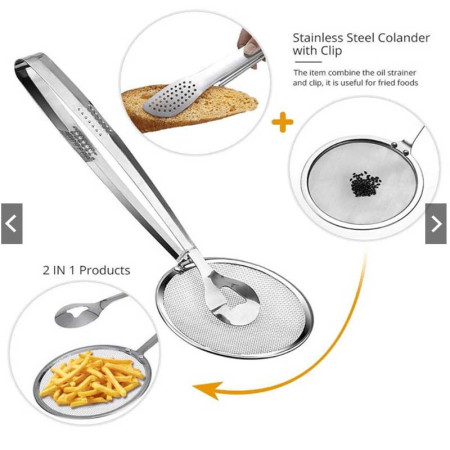 2In1 Stainless Steel Filter Spoon with Clip