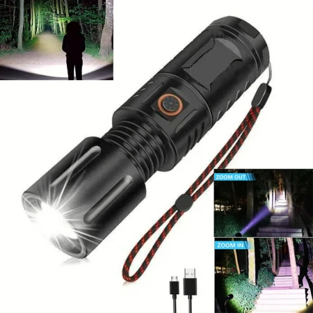 10000MAH Battery RECHARGEABLE LED TORCH LIGHT, WATERPROOF STRONG LED FLASHLIGHT WITH POWER BANK