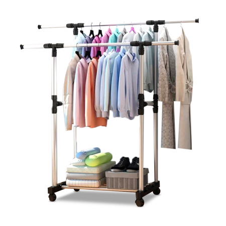 Double Rail Pole Clothes Drying Rack  ( স্টেইনলেস স্টিল এর তৈরি অনলা )