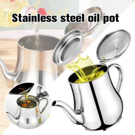 Stainless Steel Oil Strainer Pot Container Jug Storage with filter Cooking Oil Pot