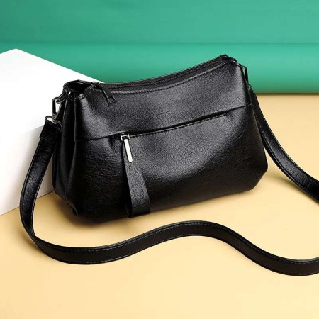 Women Crossbody  Artificial Leather Bag ( black colour )