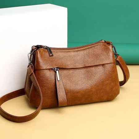 Women Crossbody  Artificial Leather Bag  ( brown color )
