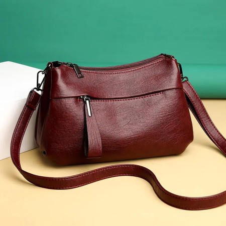 Women Crossbody  Artificial Leather Bag ( maroon color )