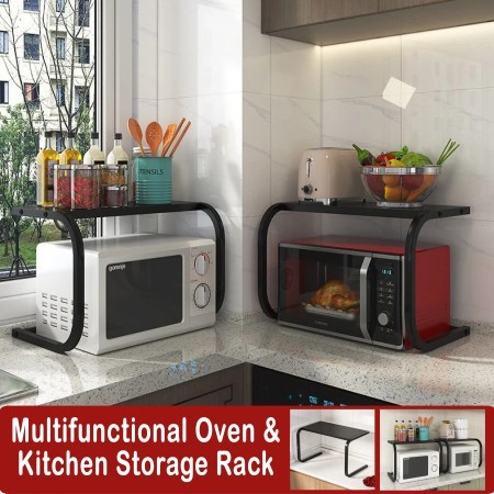 Microwave Oven Rack Multifunctional Kitchen Shelf Space Saving Storage Rack Rice Cooker Rack (56×37×41)cm Kitchen