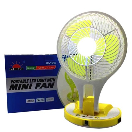 JY Super lithium rechargeable Portable LED Light with Mini Fan JR-5580