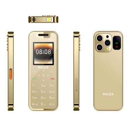 RULEX RM21Dual SIM Mini Card Mobile Phone Golden Color