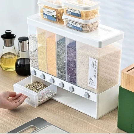 6 in 1 wall-mounted dry food dispenser