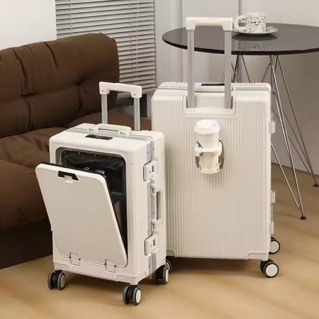 18 Inci multi-functional front open luggage with high quality USB