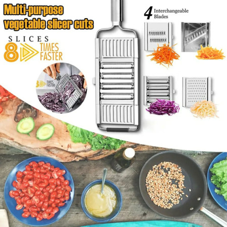 Multi-Purpose 4 in 1 Vegetable Slicer 3 Adjustable Blades