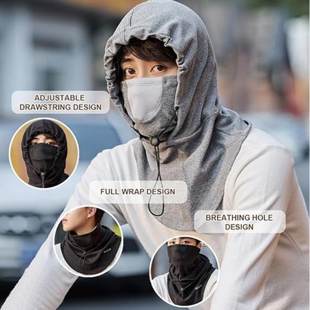 Cotton Fabric Balaclava Windproof Full Face Mask (Gray)