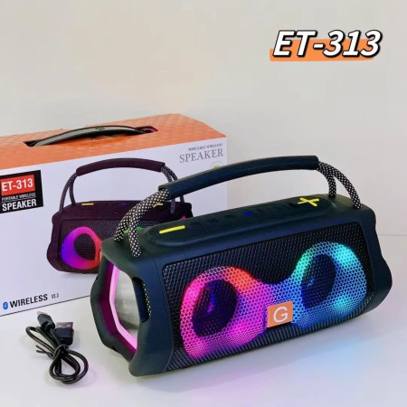 ET-313 Double Speaker 6  inch wireless BT portable stereo bass fabric  with FM Radio LED Colorful Light DJ Party bluetooth Speaker