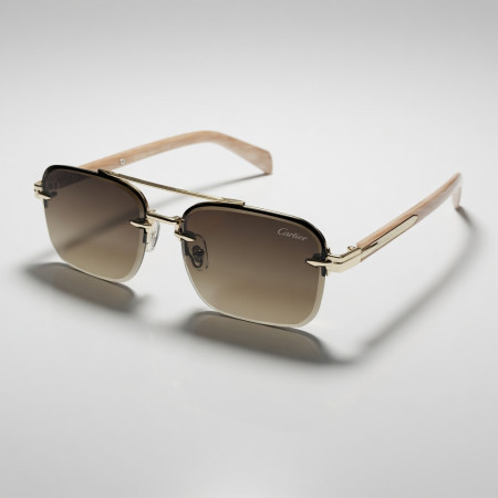 Premium Quality Rimless Sunglass- Golden brown